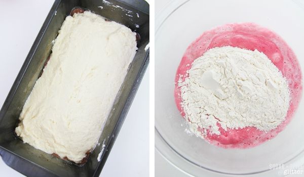 in-process images showing how to make Neapolitan ice cream bread