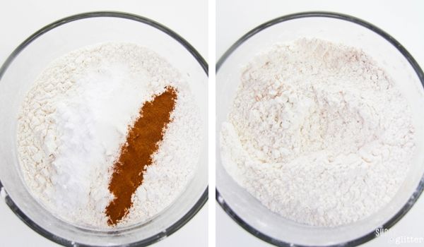 in-process images showing how to make snickerdoodle banana bread
