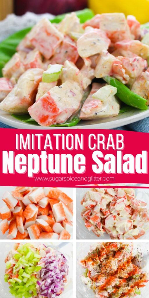 This classic Neptune Crab Salad is a protein-packed deli salad that can be whipped up in less than 10 minutes! The perfect way to enjoy real or imitation crab meat whether you have it as-is, use as a sandwich or wrap filling or serve alongside crackers for a tasty cold crab dip.