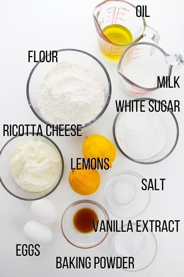 ingredients to make lemon ricotta muffins