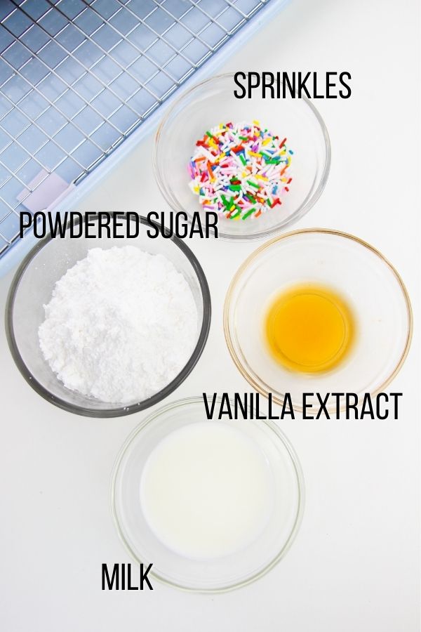 labeled ingredient image showing what is needed to make vanilla glaze