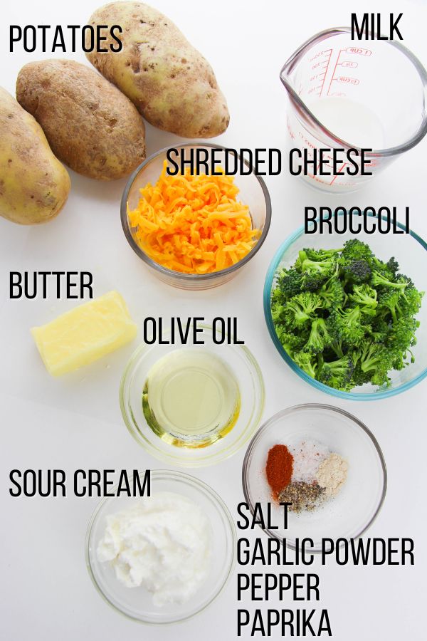 ingredients needed to make broccoli cheddar twice baked potatoes