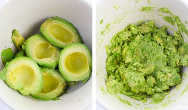 in-process images showing how to make homemade guacamole