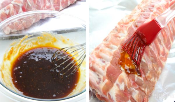 in-process image showing how to make huli huli ribs