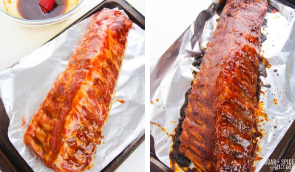 in-process image showing how to make huli huli ribs