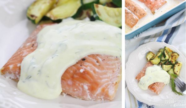 Salmon with Creamy Lemon Dill Sauce - Sugar, Spice and Glitter