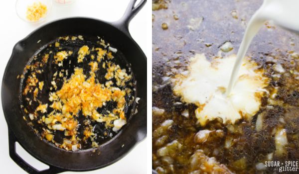 in-process images of how to make smothered steaks