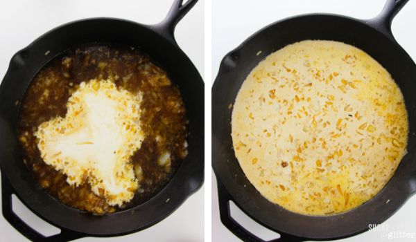 in-process images of how to make smothered steaks