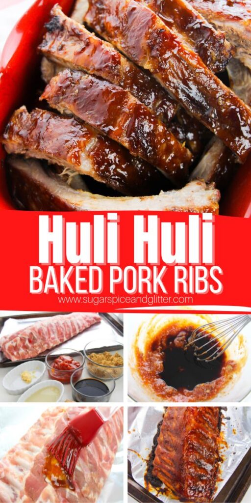 Huli huli ribs are sweet with just the right amount of acidic tang. The brown sugar in the marinade helps the rib fat char beautifully to impart a slightly smoky flavor to the ribs. Juicy, succulent and flavorful Hawaiian rib recipe perfect for Hawaiian plate lunches.