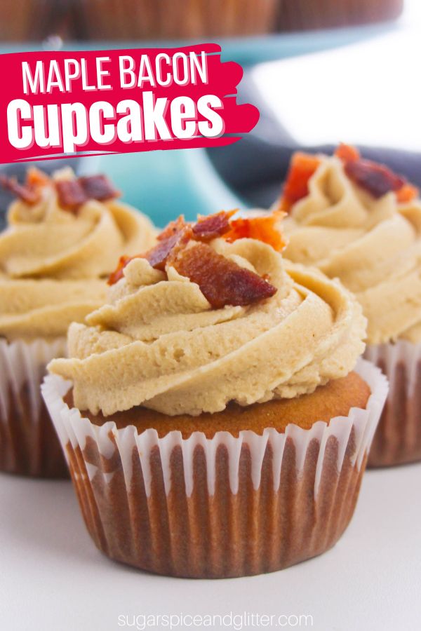 Maple Bacon Cupcakes are decadent and delicious with salty-sweet crunch of candied bacon, the well-balanced sweetness of the maple brown sugar cupcakes (with salty bacon cooked throughout and the earthy sweetness of molasses balancing out the brown sugar and maple) topped with a simple and rich brown sugar buttercream frosting.