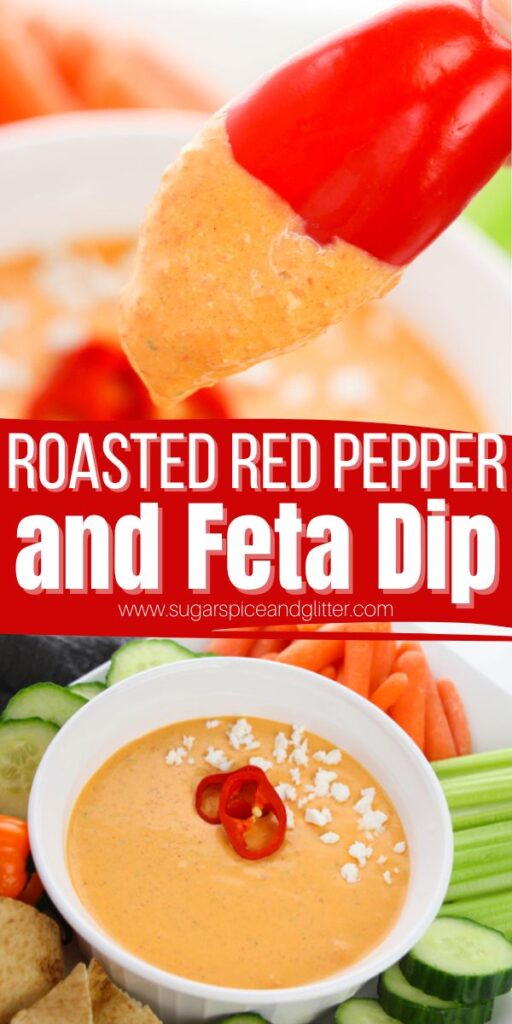 A creamy, smoky and slightly salty Roasted Red Pepper and Feta Dip packed with bold Mediterranean flavor is the perfect addition to veggie trays, wraps or grain bowls. You can use homemade roasted red peppers or pre-made for a quick and easy dip perfect for entertaining.