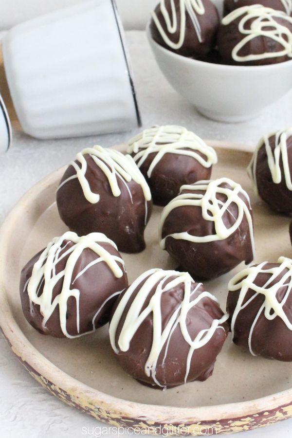 close-up image of OREO Cookie balls on a rustic plate