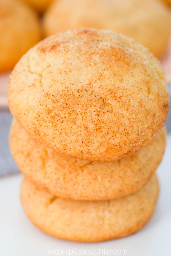 close-up shot of a stack of Amish snickerdoodle cookies