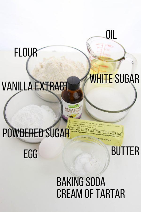 labeled ingredients image of ingredients needed to make amish sugar cookies