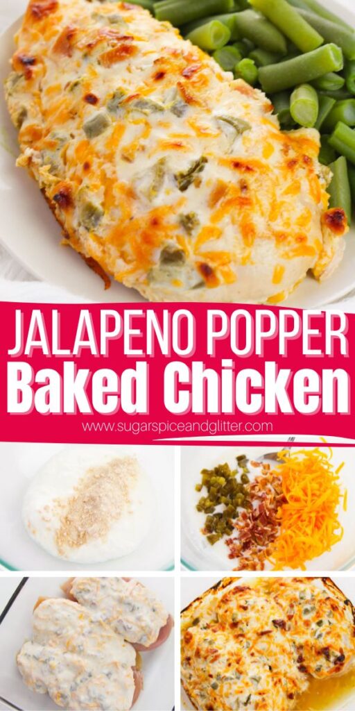 Jalapeño Popper Chicken is an easy baked chicken recipe with all of the flavor of bacon-wrapped jalapeno poppers in a hearty main dish. Ready in just over 30 minutes (with only a few minutes of prep time) this flavorful chicken is unbelievably tender and juicy, making this one of my favorite options for busy weeknights.
