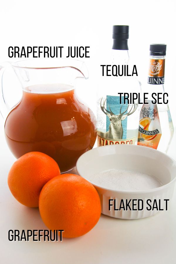 ingredients to make grapefruit margaritas