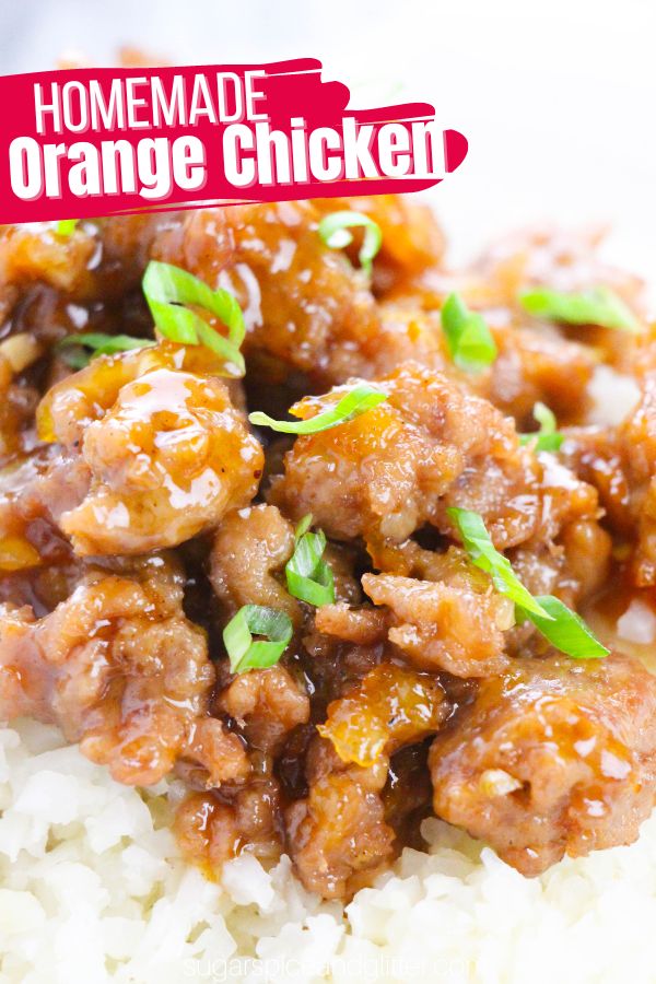 How to make homemade orange chicken with ground chicken and without deep frying! This easy orange chicken recipe is sweet, sour and savoury, with a mouth-watering sauce that coats the crispy, tender chicken. For a hit of spice, you can add red chile flakes or sriracha sauce.
