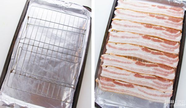 in-process images of baking bacon
