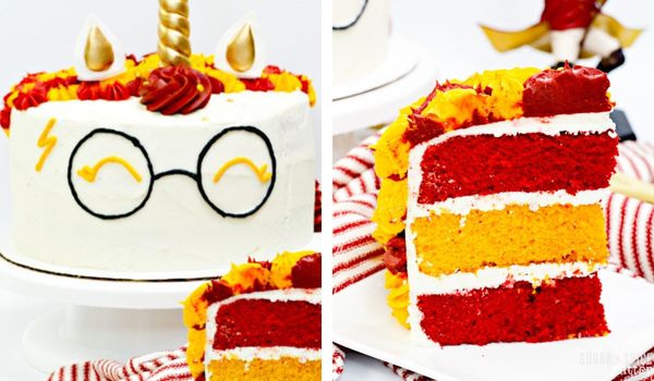 in-process images of how to make harry potter unicorn cake