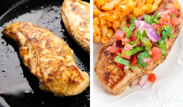 in-process images of how to make bruschetta chicken