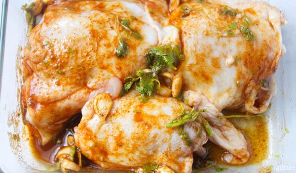 in-process images showing how to make cilantro lime chicken marinade