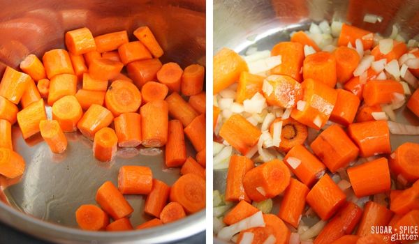 in-process images of how to make Instant Pot carrot ginger soup