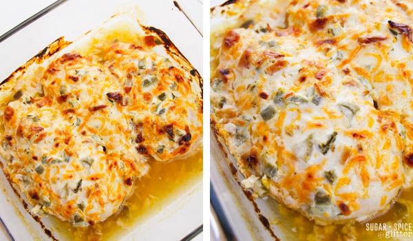 in-process images showing how to make jalapeño popper chicken