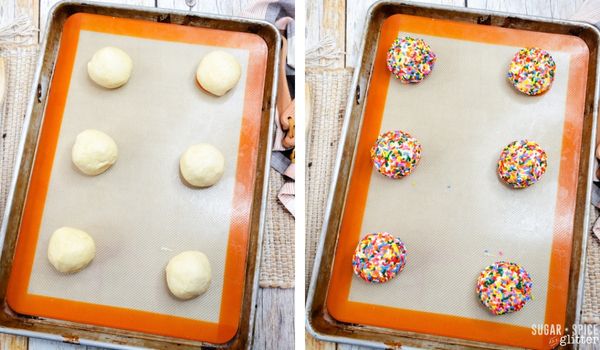 in-process images showing how to make Crumbl milkshake cookies