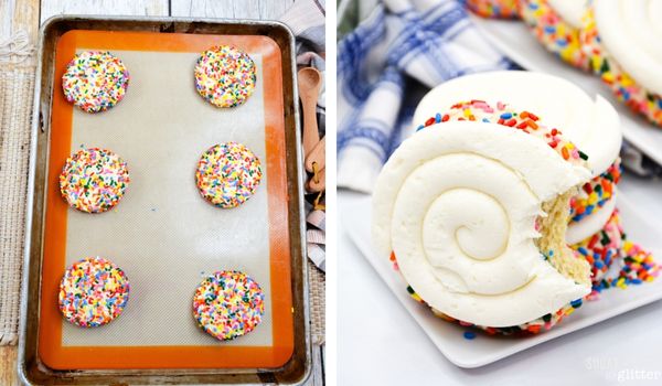 in-process images showing how to make Crumbl milkshake cookies