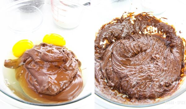 in-process images showing how to make Nutella Banana Bread