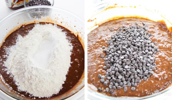 in-process images showing how to make Nutella Banana Bread