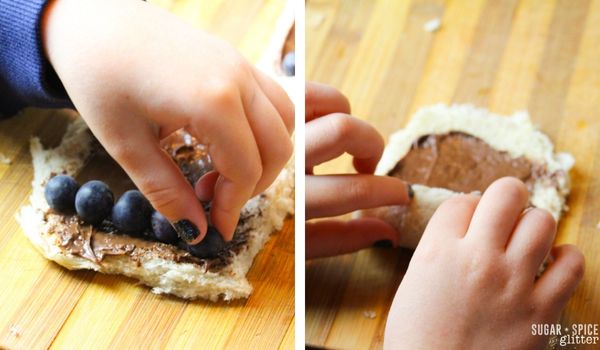 in-process images showing how to make Nutella french toast roll-ups