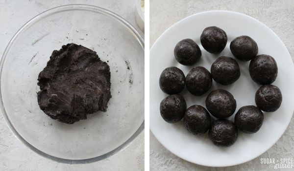 in-process images of how to make OREO cookie balls