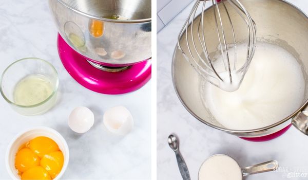 in-process images of how to make peppermint meringues