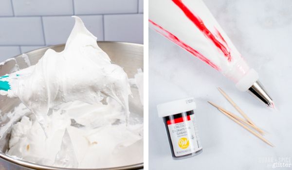 in-process images of how to make peppermint meringues