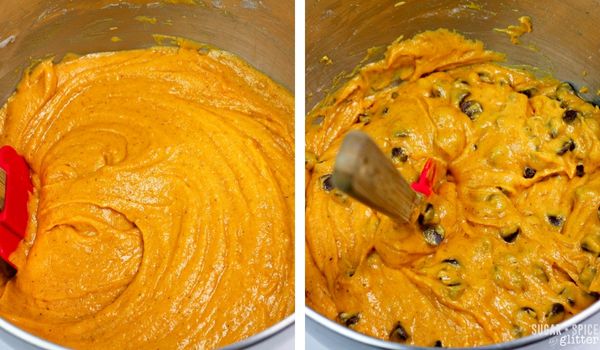 in-process images of how to make pumpkin coffee cake