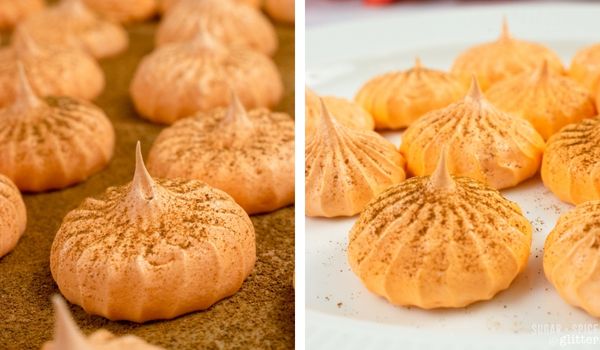 in-process images of how to make pumpkin spice meringues