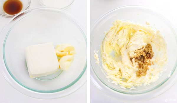 in-process images of how to make cream cheese dip