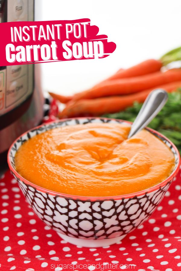 This Instant Pot Carrot Ginger Soup is healthy, easy and delicious while being naturally vegetarian - and even vegan if using vegetable broth. It's creamy and bright, with the sweetness of the carrots is perfectly balanced with the spicy bite of the ginger.