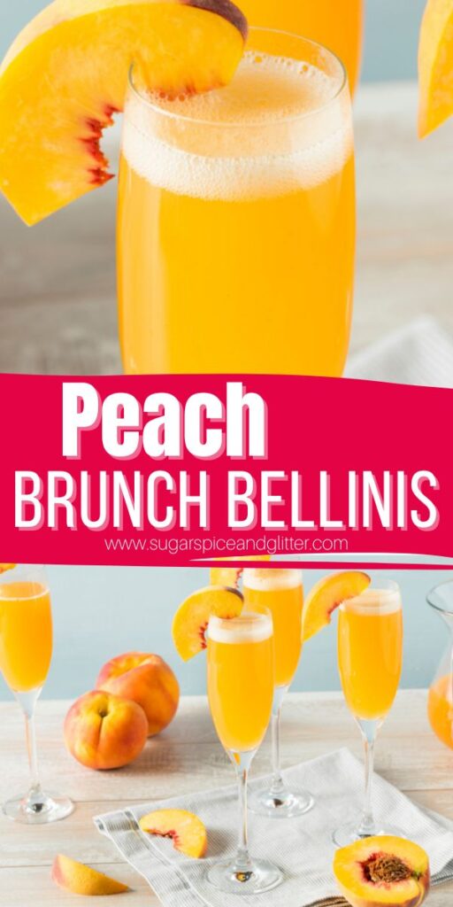 How to make the best ever peach bellinis - the perfect brunch cocktail inspired by the Italian classic. Instructions on how to make it with fresh or premade peach juice