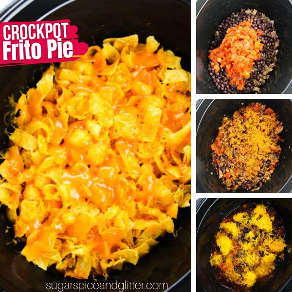 composite images of how to make frito pie casserole