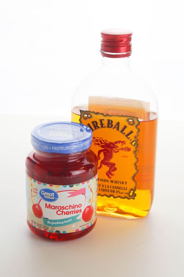 image of ingredients needed to make boozy cherries