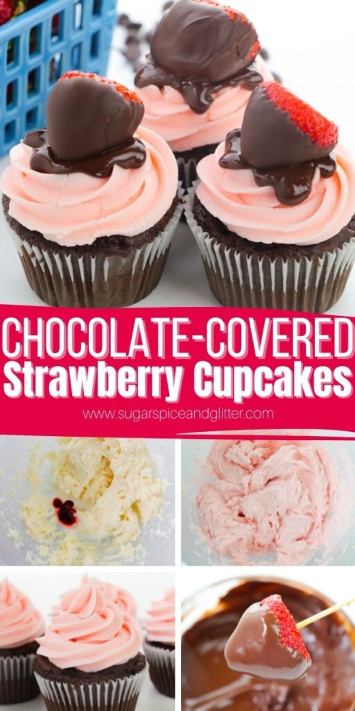 Chocolate-Covered Strawberry Cupcakes ⋆ Sugar, Spice and Glitter