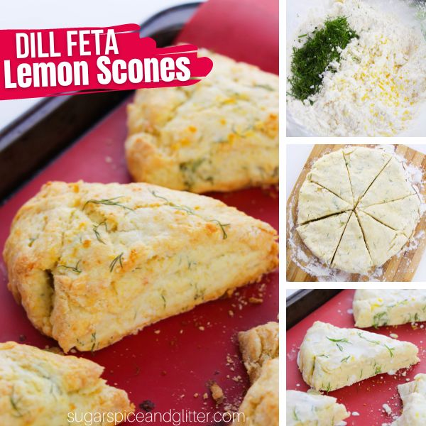 composite image of various steps of how to make lemon dill scones