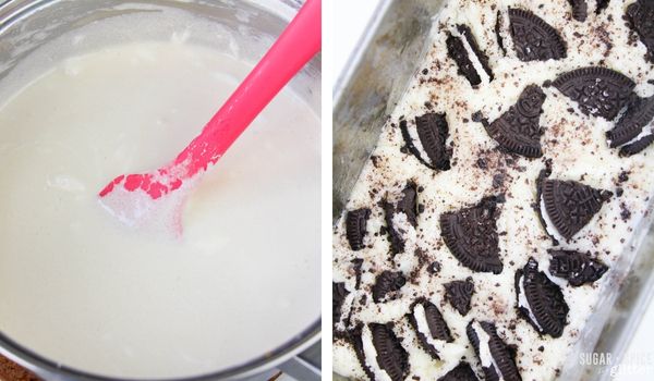 in-process images of how to make OREO fudge