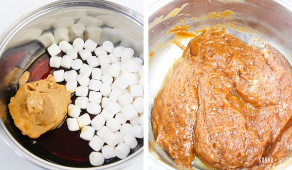 in-process images of how to make honey nut cheerio balls