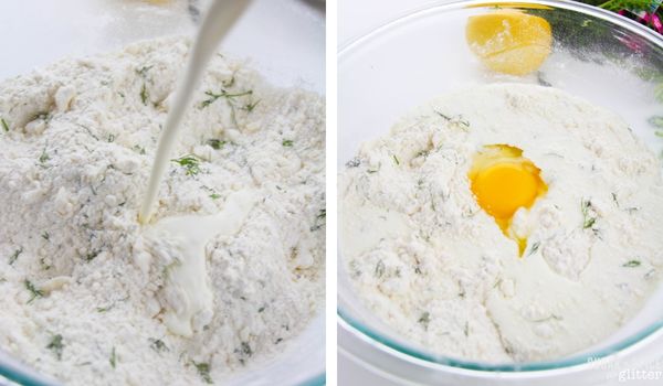 in-process images of how to make lemon dill feta scones