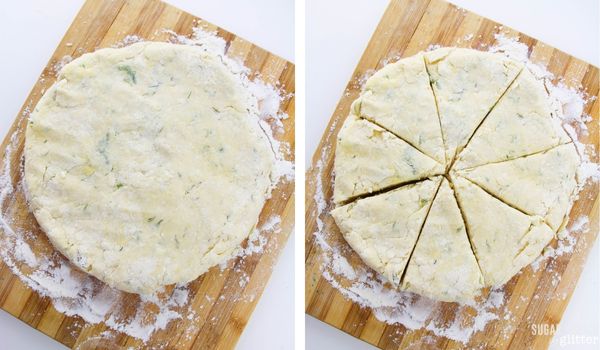 in-process images of how to make lemon dill feta scones