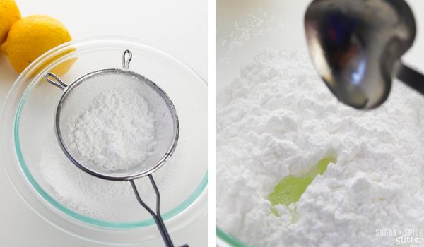 in-process images of how to make lemon-glazed biscuit donuts