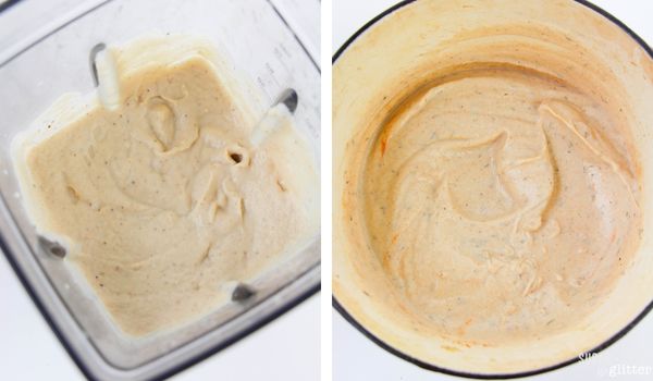in-process images of how to make loaded cauliflower soup